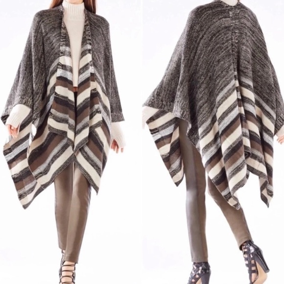 🌟2/$20🌟BCBG striped sweater poncho - Picture 1 of 3